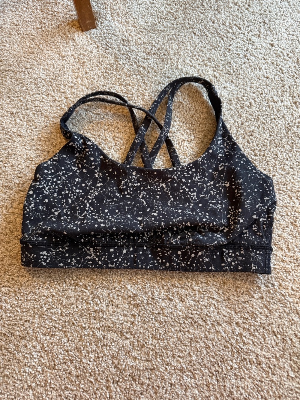 lululemon athletica Black with White Speckle Crossback Sports Bra